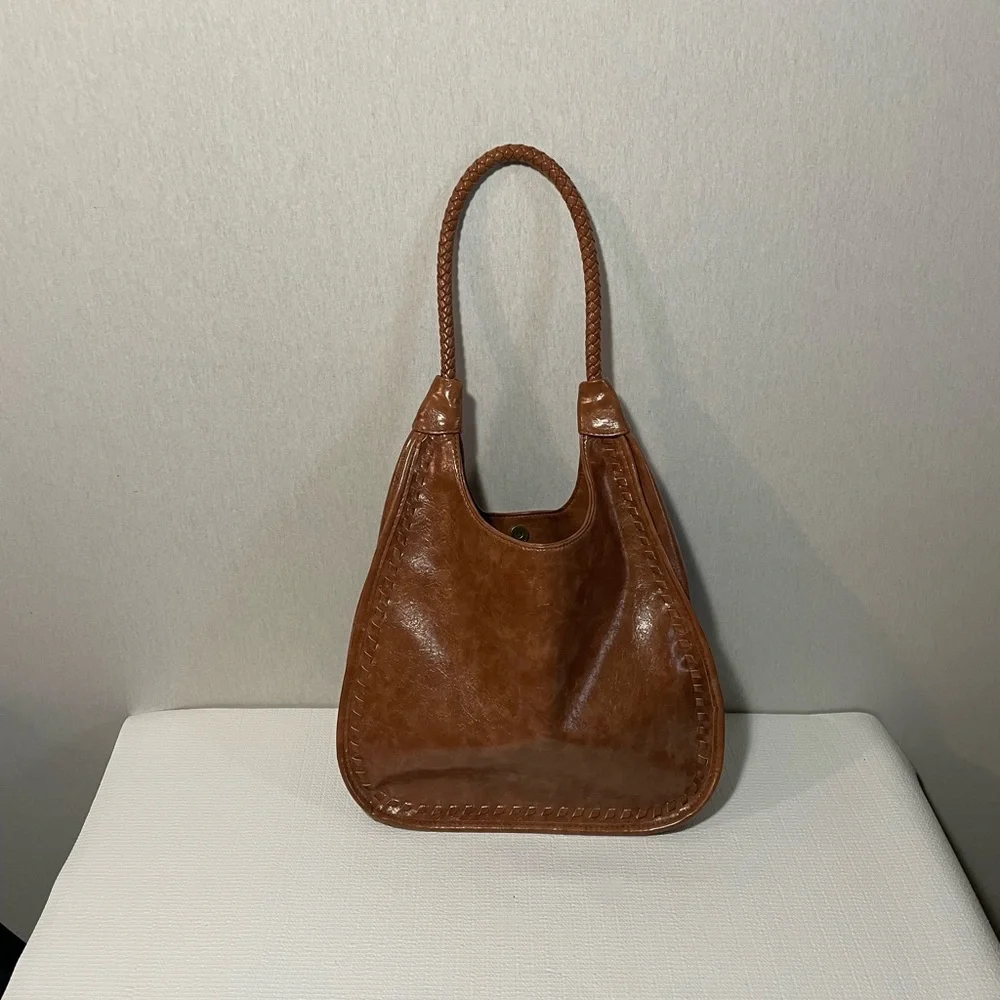 Brown Leather Hobo Shoulder Bag - Picture 6 of 12